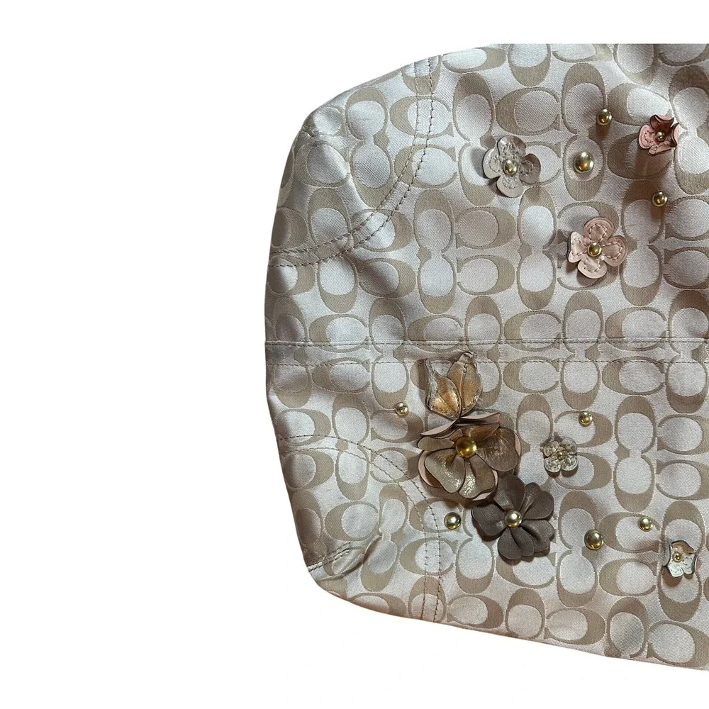 Coach Champagne Gold Floral Hobo Shoulder Bag